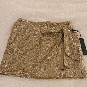 Gold Sequin Wrap Skirt